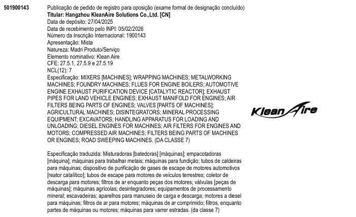 Página da RPI de Klean Aire