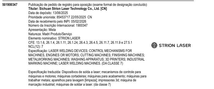 Página da RPI de STRION LASER
