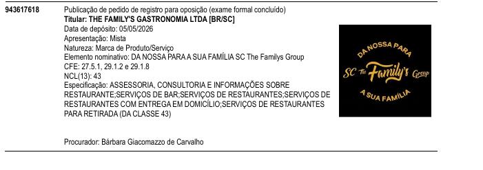 Página da RPI de DA NOSSA PARA A SUA FAM�LIA SC The Familys Group