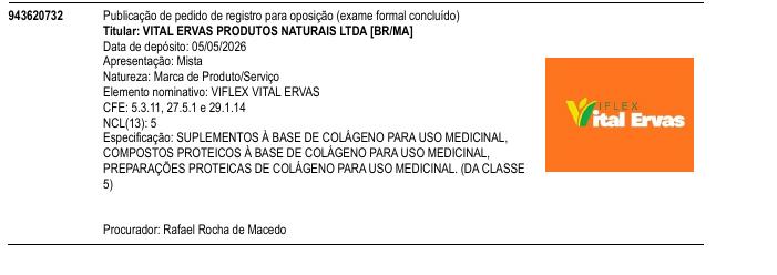 Página da RPI de VIFLEX VITAL ERVAS