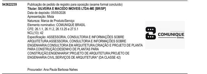 Página da RPI de COMUNIQUE BRASIL