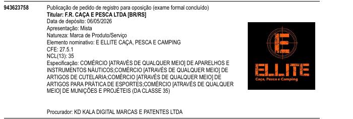 Página da RPI de E ELLITE CA�A, PESCA E CAMPING