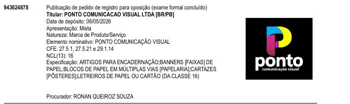 Página da RPI de PONTO COMUNICA��O VISUAL