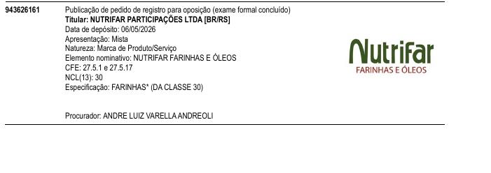 Página da RPI de NUTRIFAR FARINHAS E �LEOS