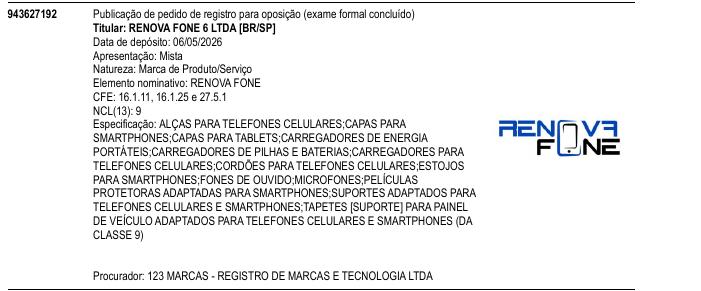 Página da RPI de RENOVA FONE