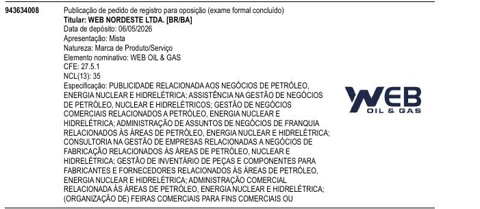 Página da RPI de WEB OIL & GAS