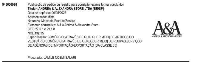 Página da RPI de A & A Andrea & Alexandre Store