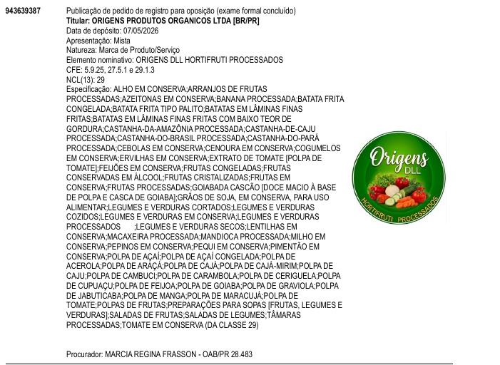 Página da RPI de ORIGENS DLL HORTIFRUTI PROCESSADOS
