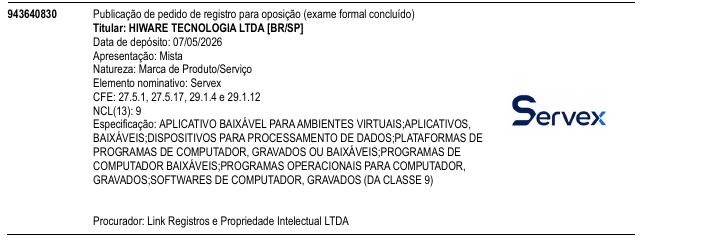 Página da RPI de Servex