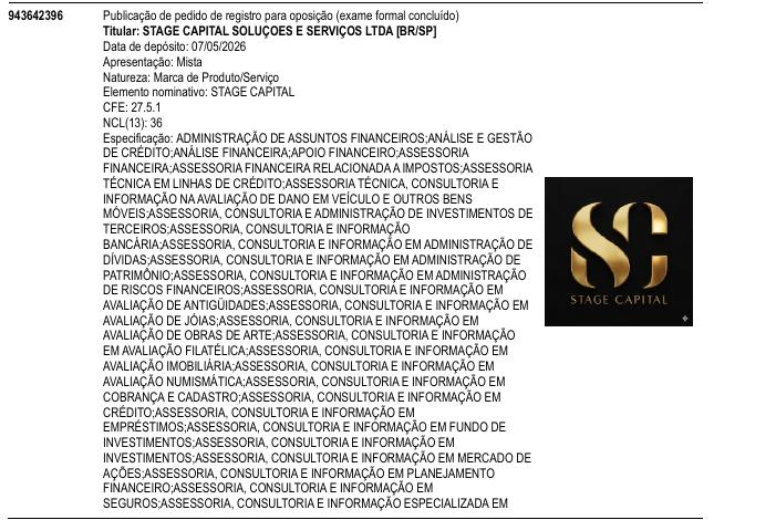 Página da RPI de STAGE CAPITAL