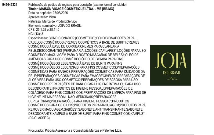 Página da RPI de JOIA DO BRASIL