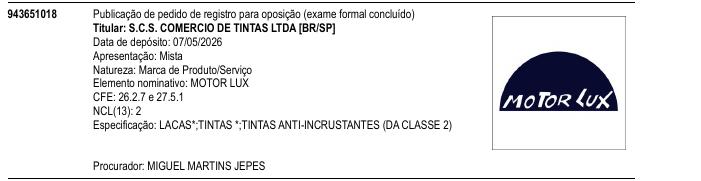 Página da RPI de MOTOR LUX