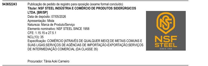 Página da RPI de NSF STEEL SINCE 1958