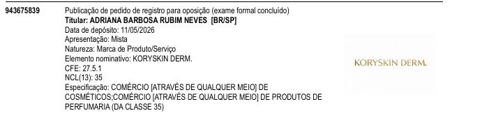 Página da RPI de KORYSKIN DERM.