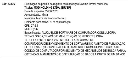KEV capitalização