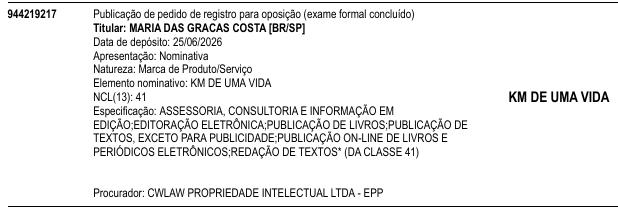 KM DE UMA VIDA