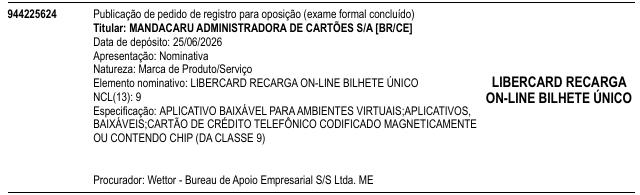 LIBERCARD RECARGA ON-LINE BILHETE ÚNICO