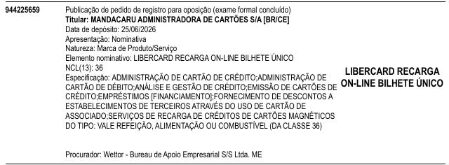 LIBERCARD RECARGA ON-LINE BILHETE ÚNICO