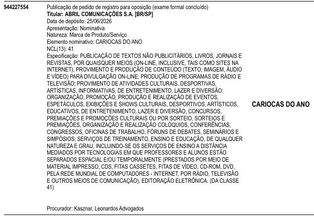 CARIOCAS DO ANO