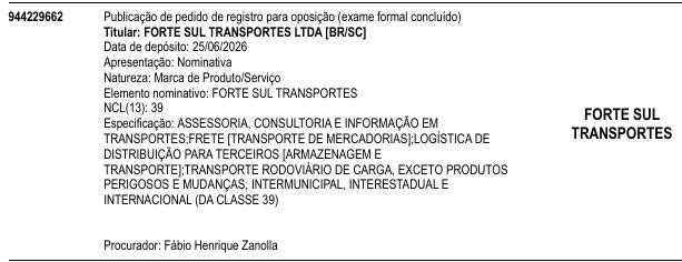 FORTE SUL TRANSPORTES