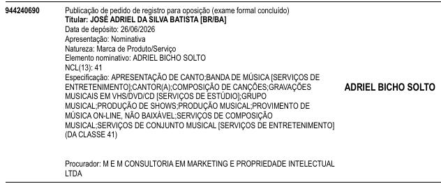 ADRIEL BICHO SOLTO