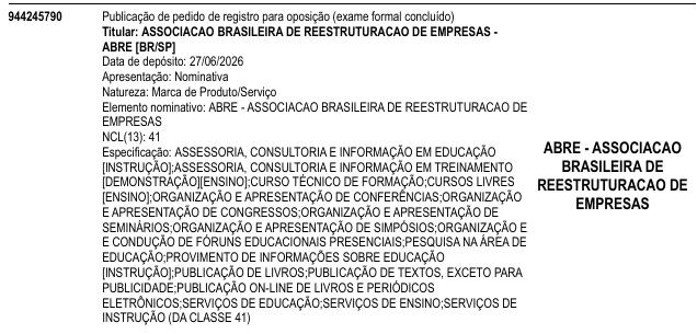 ABRE - ASSOCIACAO BRASILEIRA DE REESTRUTURACAO DE EMPRESAS