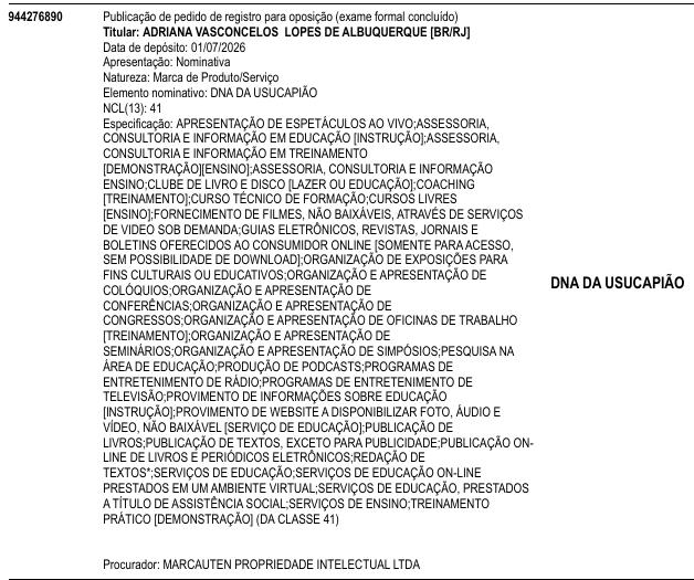 DNA DA USUCAPIÃO