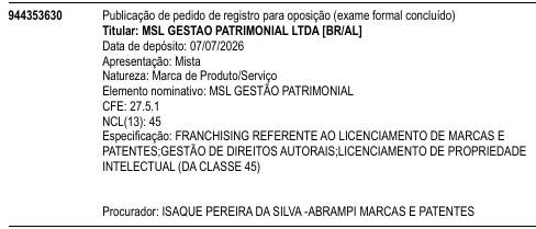 MSL GESTÃO PATRIMONIAL
