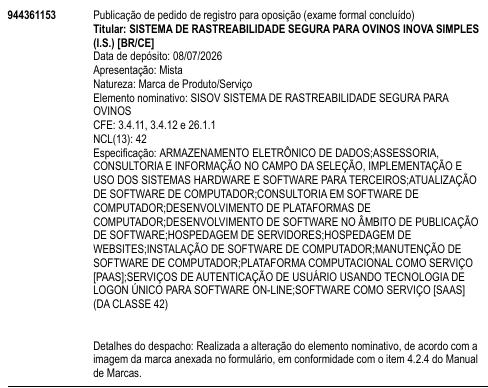 SISOV SISTEMA DE RASTREABILIDADE SEGURA PARA OVINOS