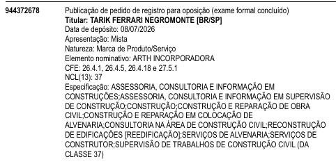 ARTH INCORPORADORA