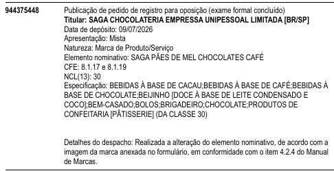 SAGA PÃES DE MEL CHOCOLATES CAFÉ