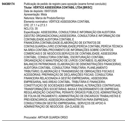 VÉRTICE ASSESSORIA CONTÁBIL