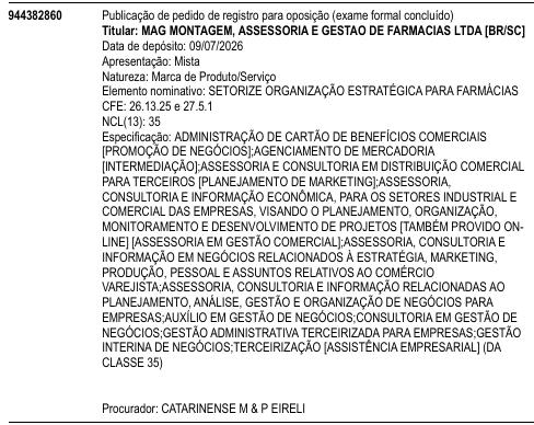 SETORIZE ORGANIZAÇÃO ESTRATÉGICA PARA FARMÁCIAS