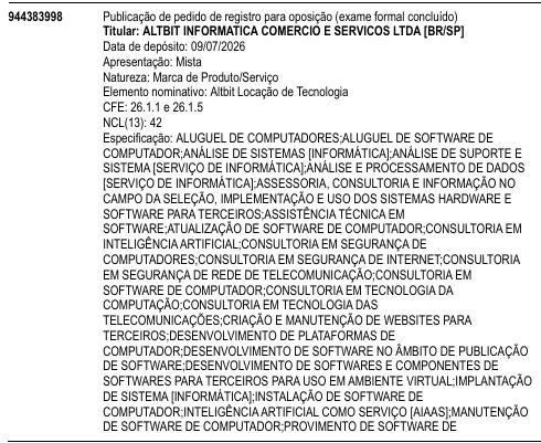 Altbit Locação de Tecnologia