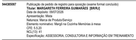 Margô na Cozinha Memórias à mesa