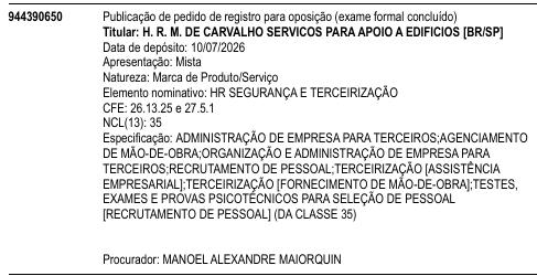 HR SEGURANÇA E TERCEIRIZAÇÃO