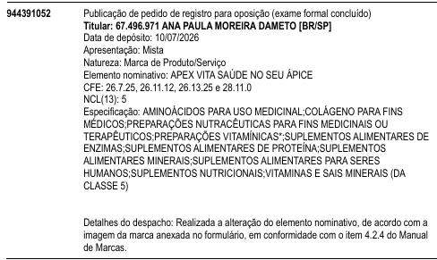 APEX VITA SAÚDE NO SEU ÁPICE