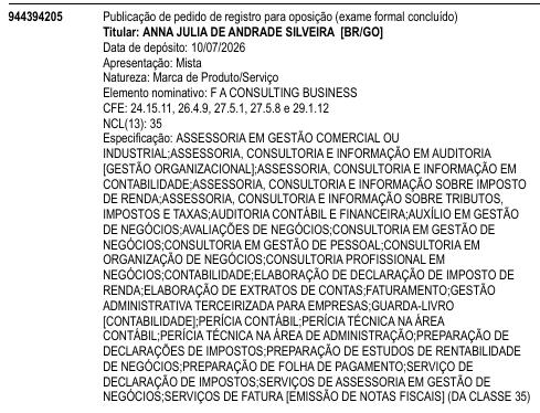 F A CONSULTING BUSINESS