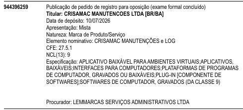 CRISAMAC MANUTENÇÕES e LOG