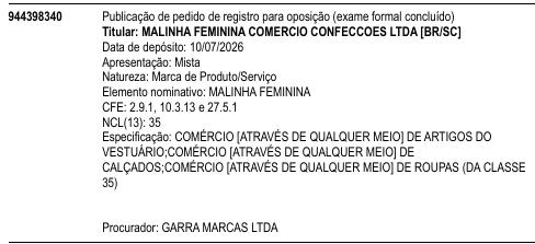 MALINHA FEMININA