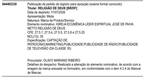 IGREJA ECUMÊNICA LÍDER ESPIRITUAL JOSÉ DE PAIVA NETTO RELIGIÃO DE DEUS