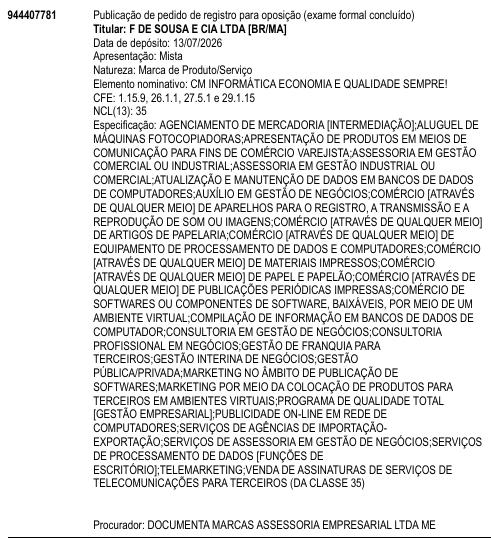 CM INFORMÁTICA ECONOMIA E QUALIDADE SEMPRE!