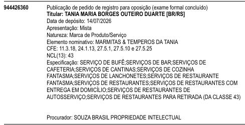 MARMITAS & TEMPEROS DA TANIA