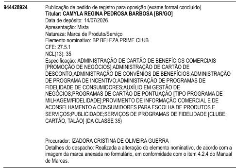 BP BELEZA PRIME CLUB