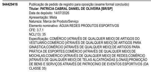ÁGUIA REDES PRODUTOS ESPORTIVOS