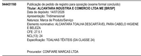 ALCANTARA TOALHA DESCARTÁVEL PARA CABELO HIGIENE E BELEZA