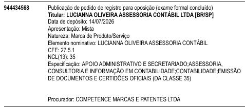 LUCIANNA OLIVEIRA ASSESSORIA CONTÁBIL