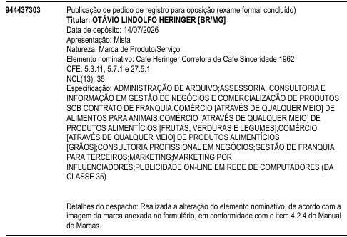 Café Heringer Corretora de Café Sinceridade 1962