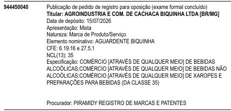 AGUARDENTE BIQUINHA