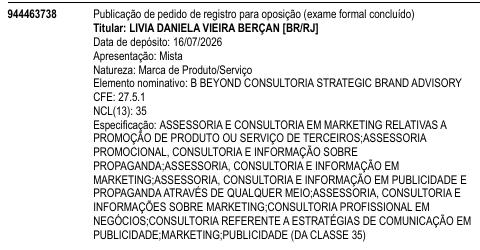 B BEYOND CONSULTORIA STRATEGIC BRAND ADVISORY